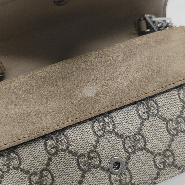Dionysus Super Mini Monogram Coated Canvas Beige