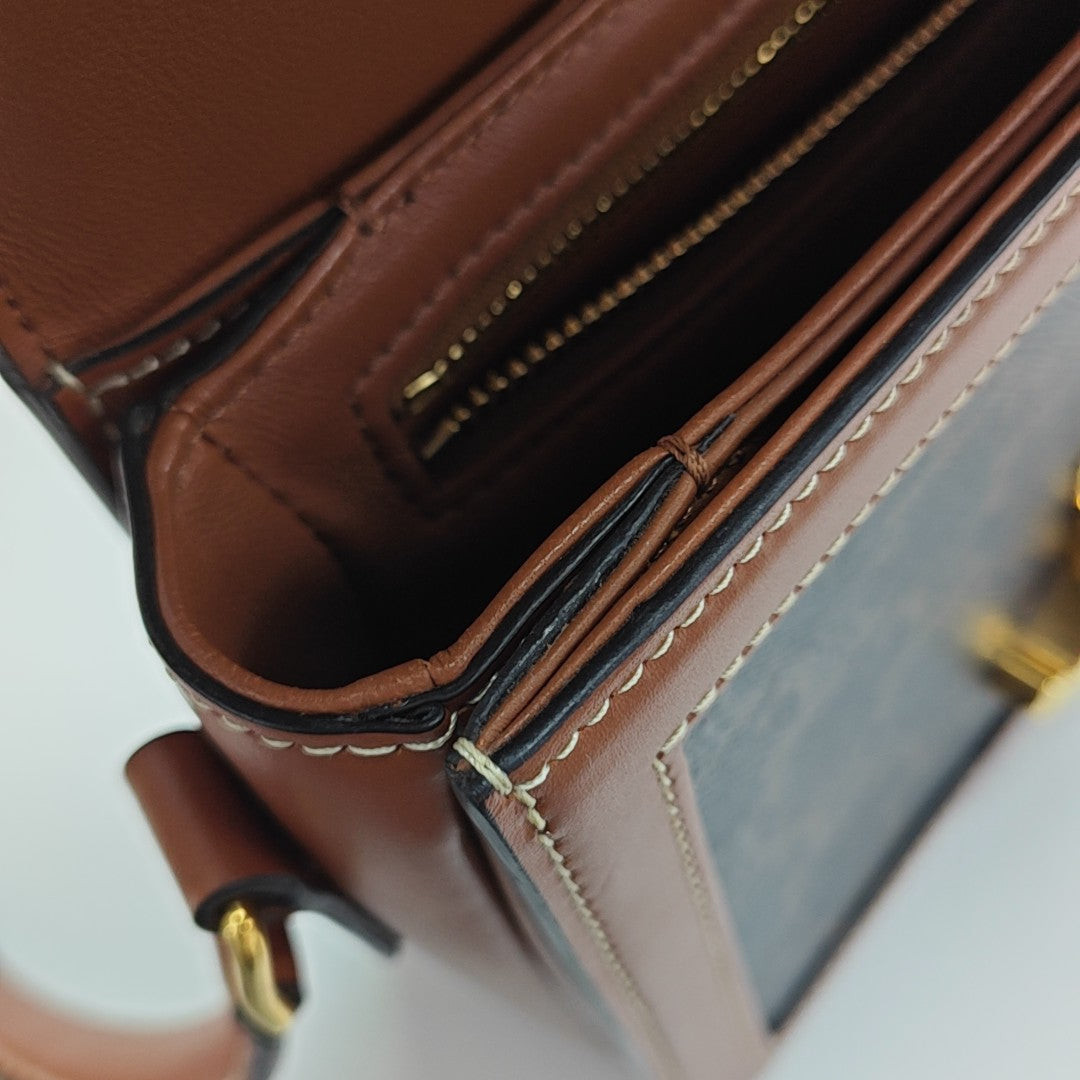 TRIOMPHE Small Coated Canvas Brown