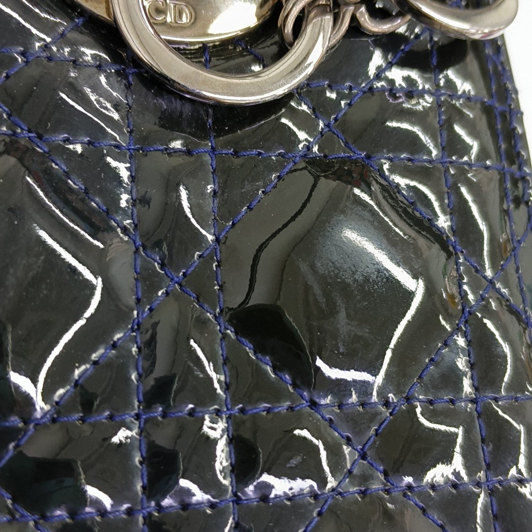 Lady Dior Medium Quilted Patent Leather Blue