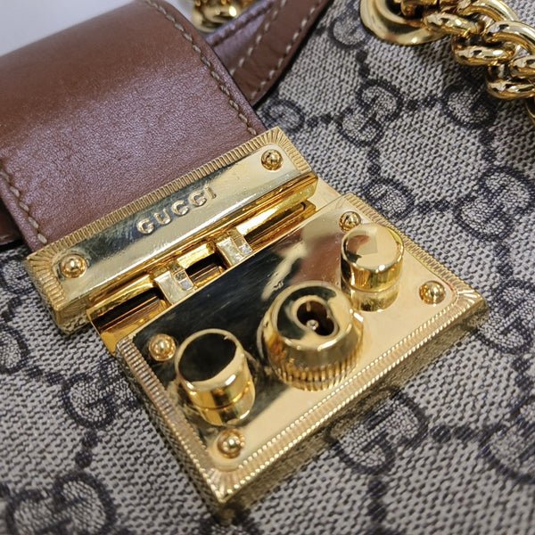 Padlock Small Monogram Coated Canvas Beige