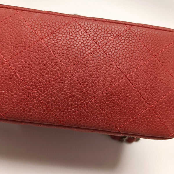 CLASSIC FLAP Mini Quilted Grained Calfskin Red