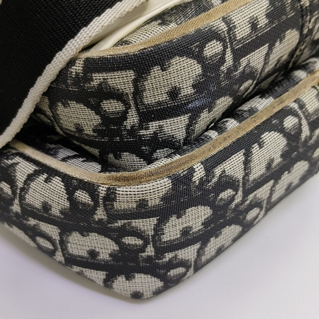 Oblique Coated Canvas Shoulder Bag Gray