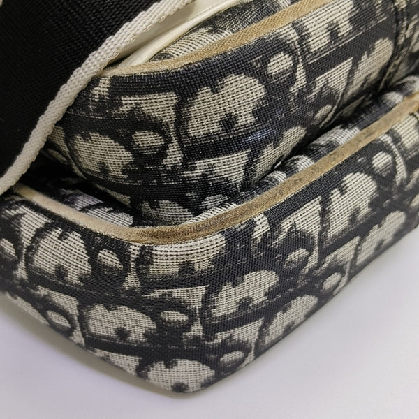 Oblique Coated Canvas Shoulder Bag Gray