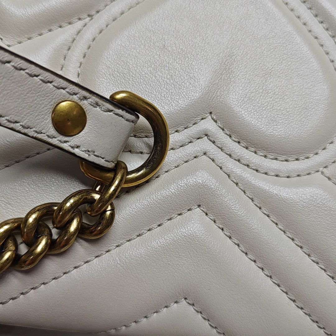 GG Marmont Small Quilted Calfskin White
