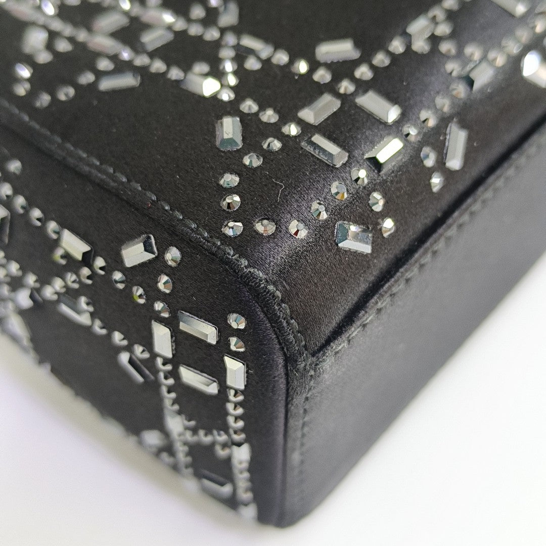 Lady Dior Mini Cannage Silk Satin Black
