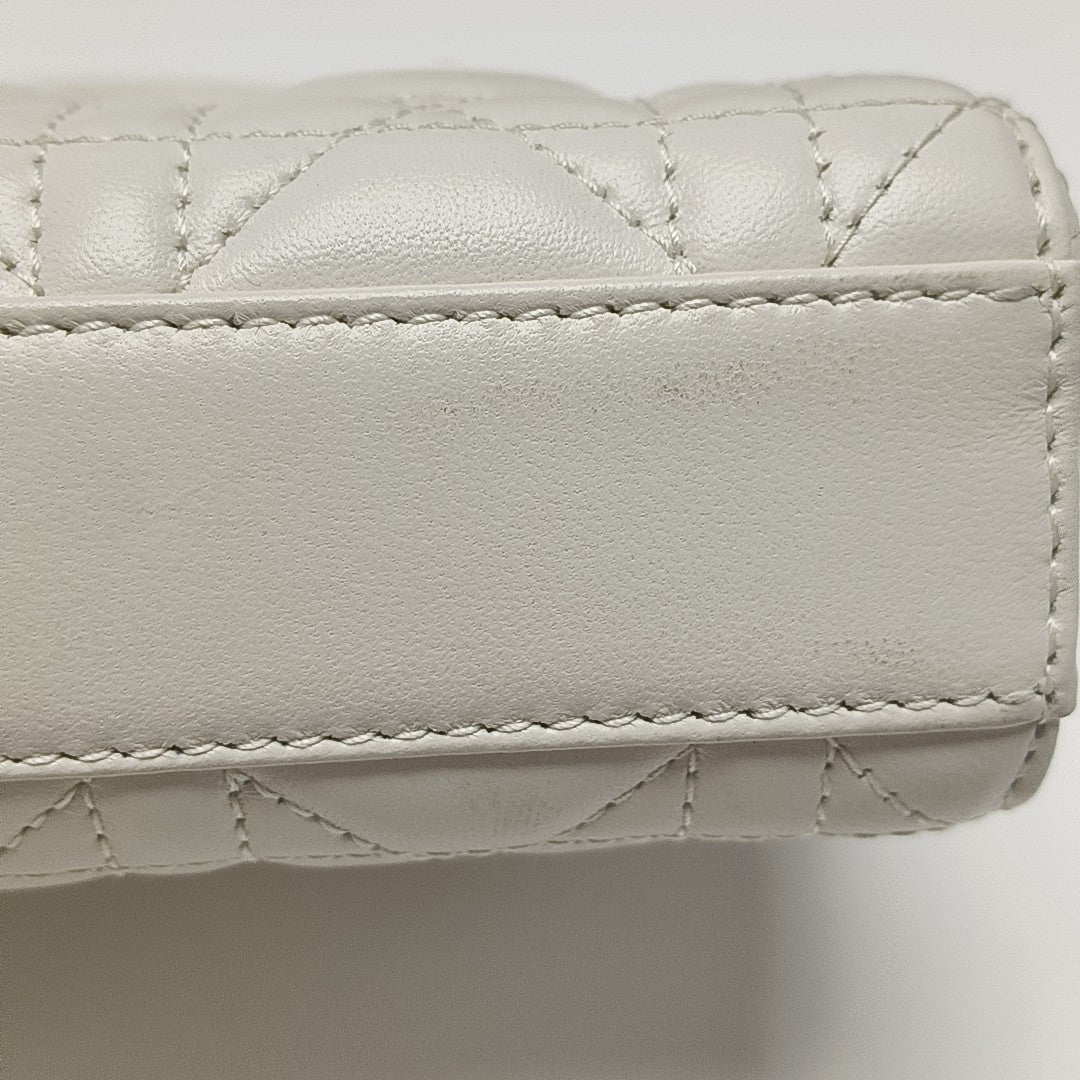 Lady D-Joy Super Mini Cannage Lambskin White