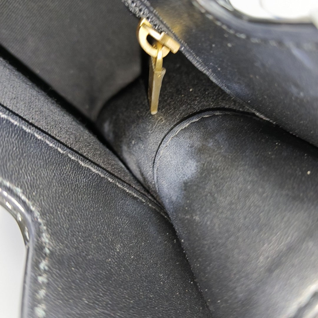 Quilted Patent Leather Mini Black