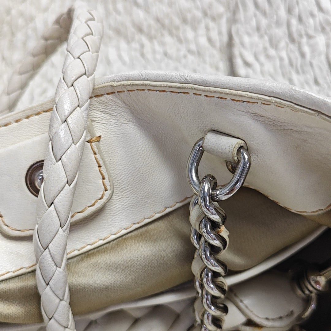 Quilted Lambskin Shoulder Bag White