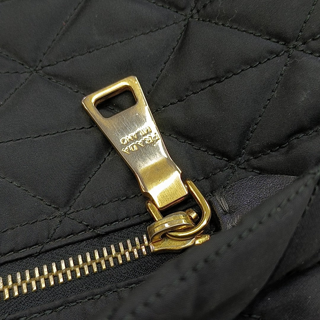 Quilted Nylon Shoulder Bag Black