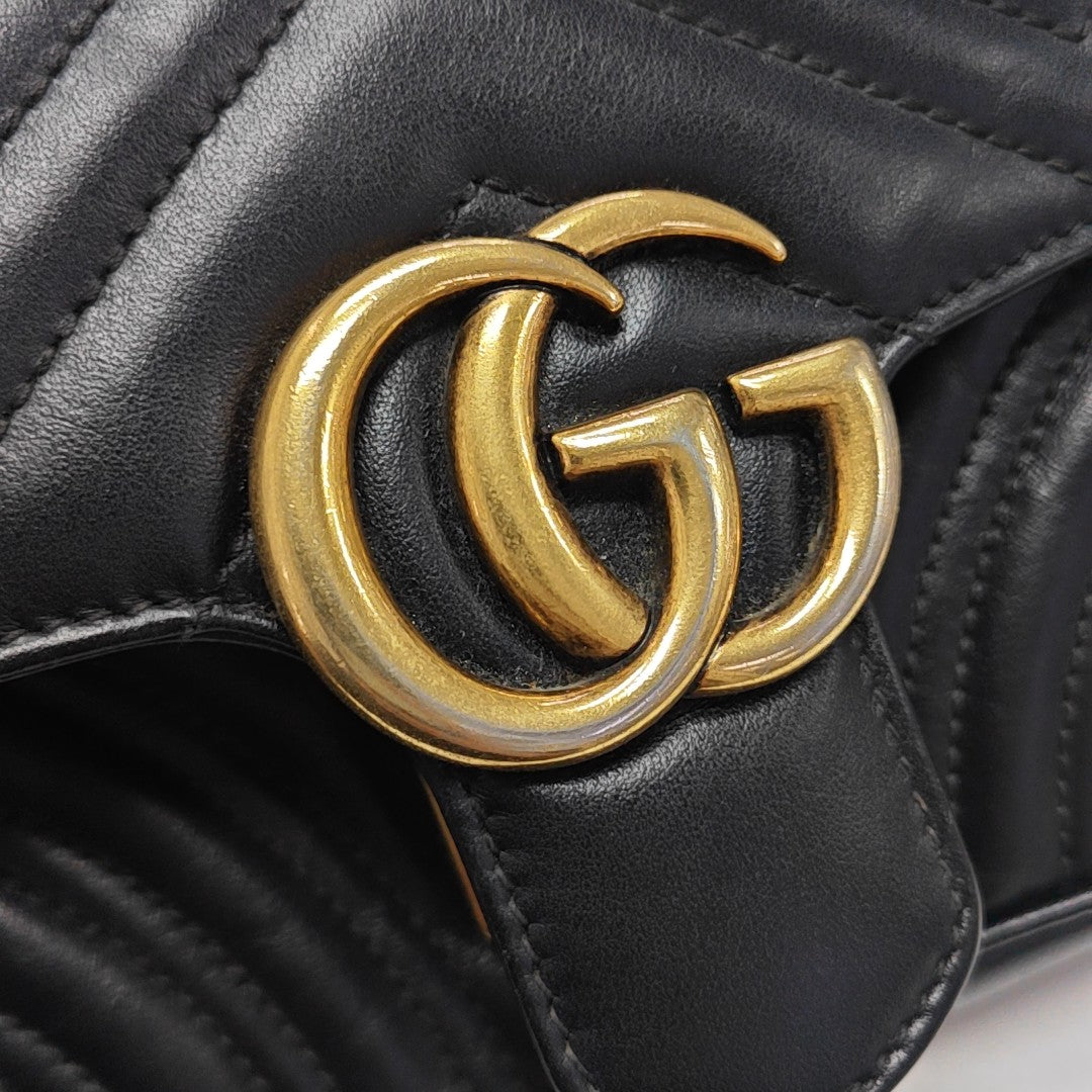 GG Marmont Small Quilted Calfskin Black