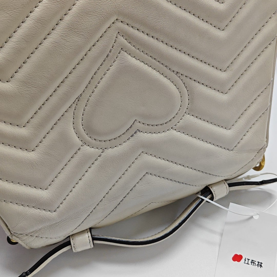 GG Marmont Mini Quilted Calfskin White