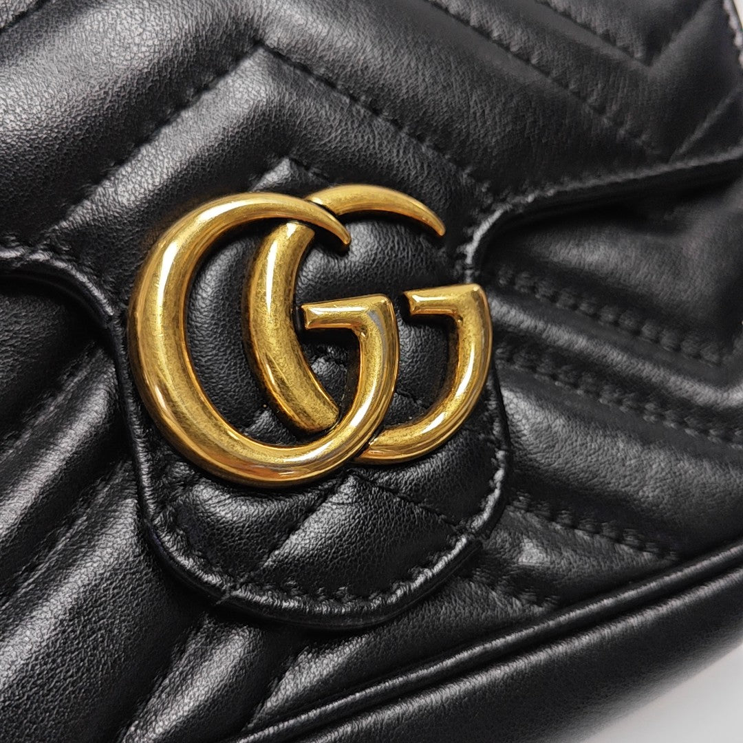 GG Marmont Mini Quilted Calfskin Black