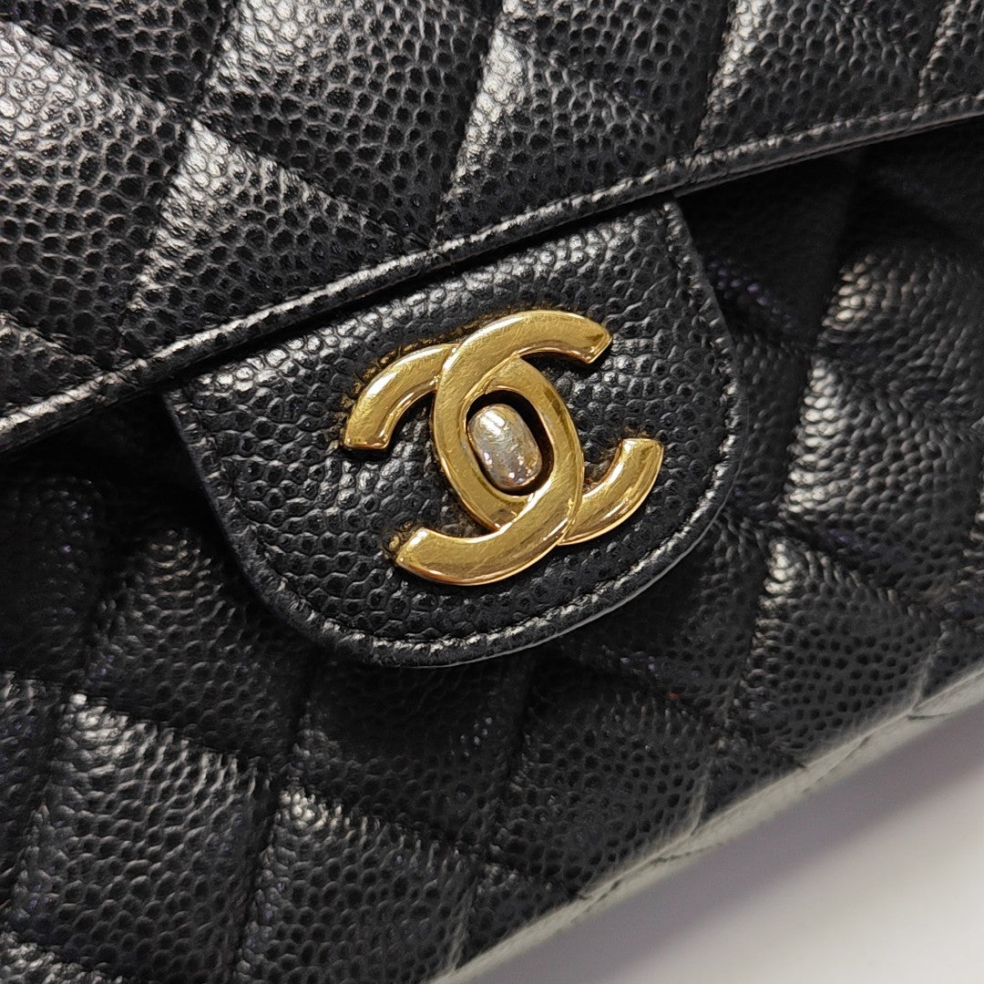 CLASSIC FLAP Small Quilted Grained Calfskin Black