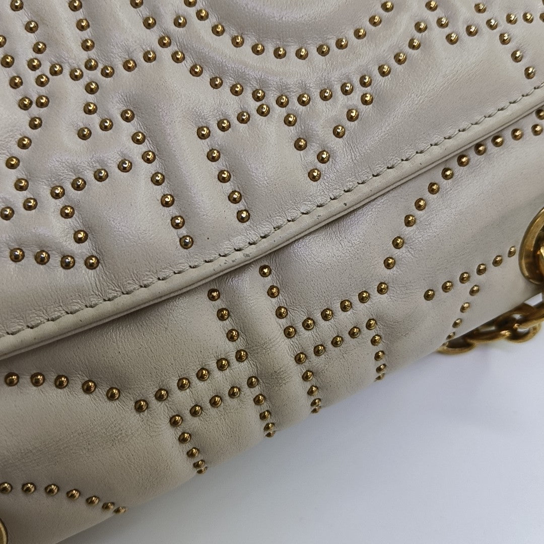 Gancini Quilted Calfskin White