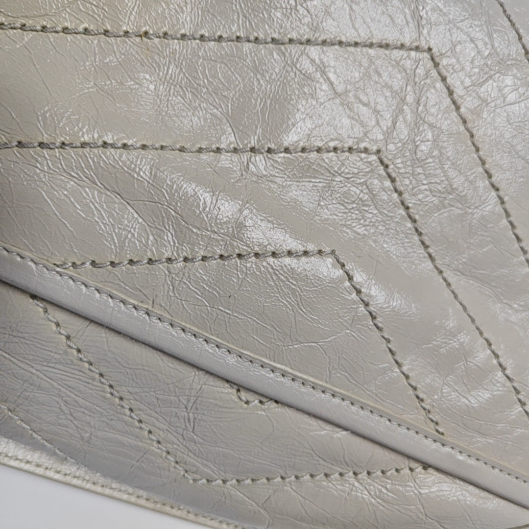 NIKI Small Chevron Calfskin White