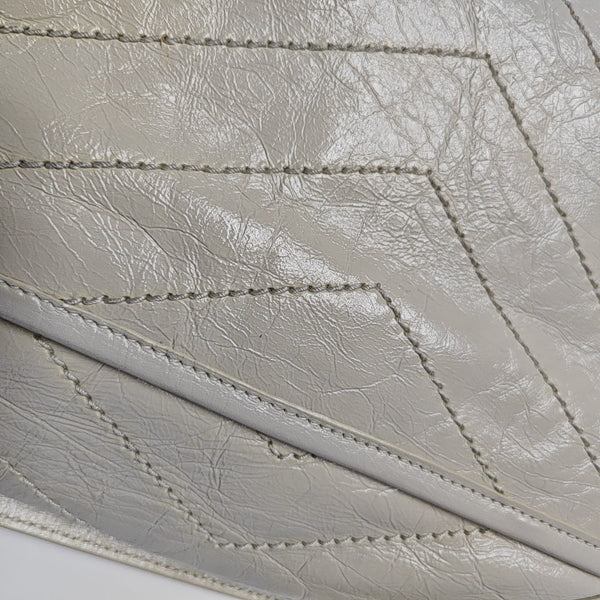 NIKI Small Chevron Calfskin White