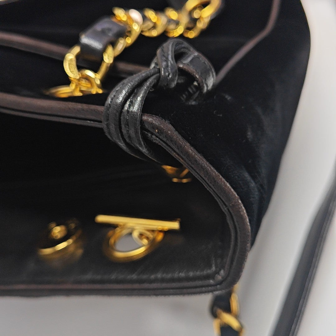 Quilted Fabric Shoulder Bag Black