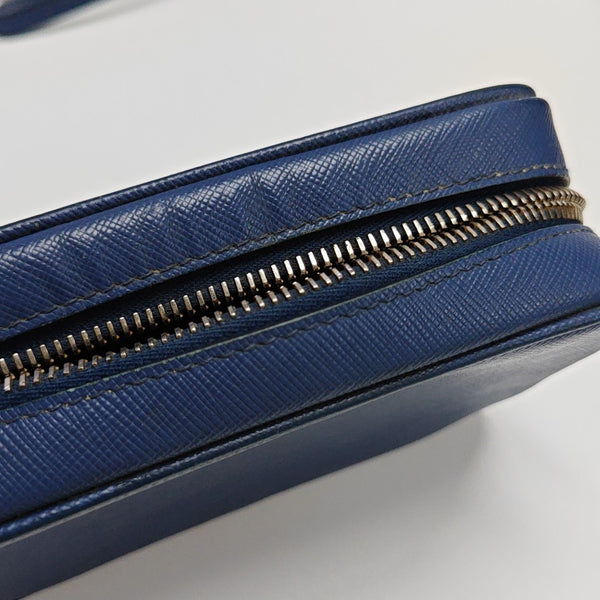 Saffiano Calfskin Shoulder Bag Blue