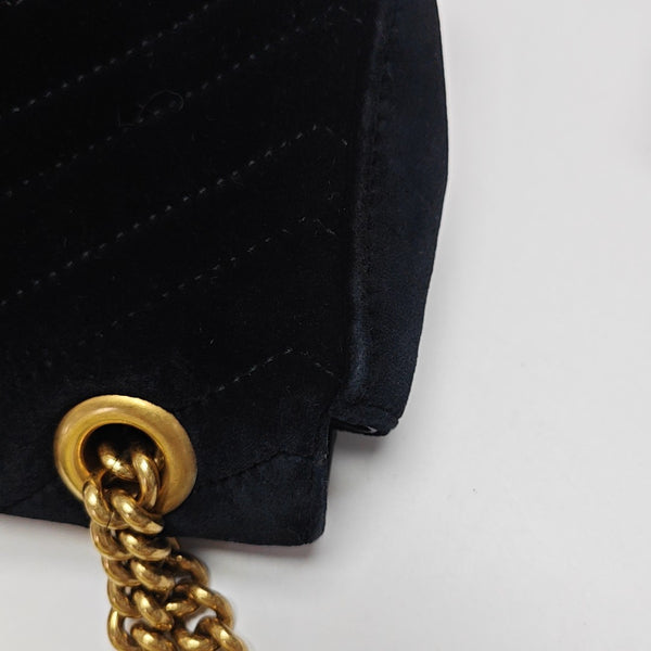 GG Marmont Medium Quilted Velvet Black