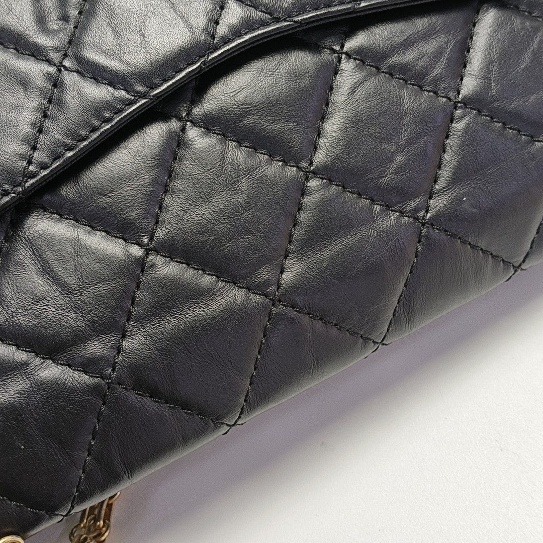 2.55 Maxi Quilted Waxed Cafskin Black