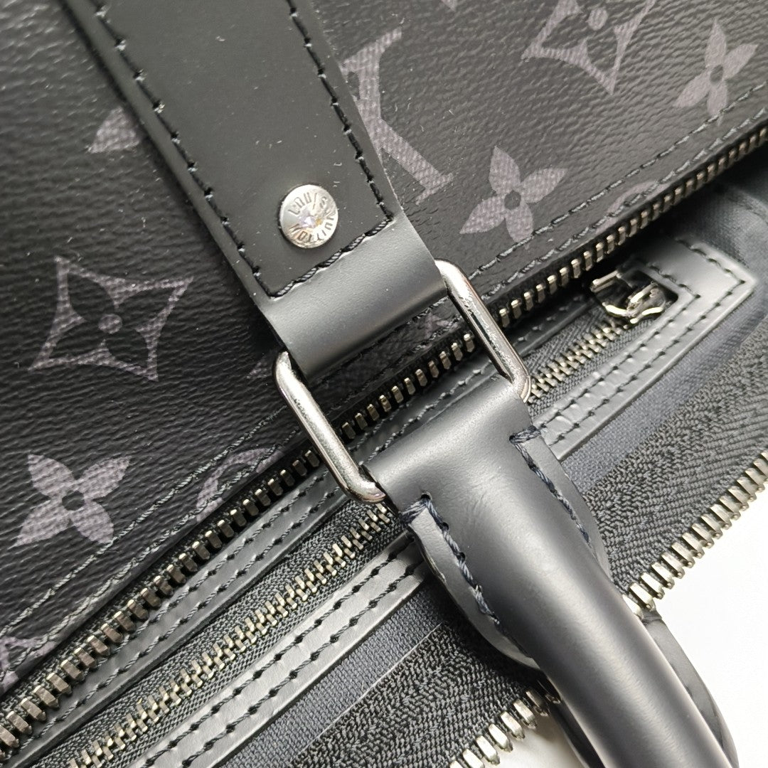 KEEPALL 55 Monogram Coated Canvas Black