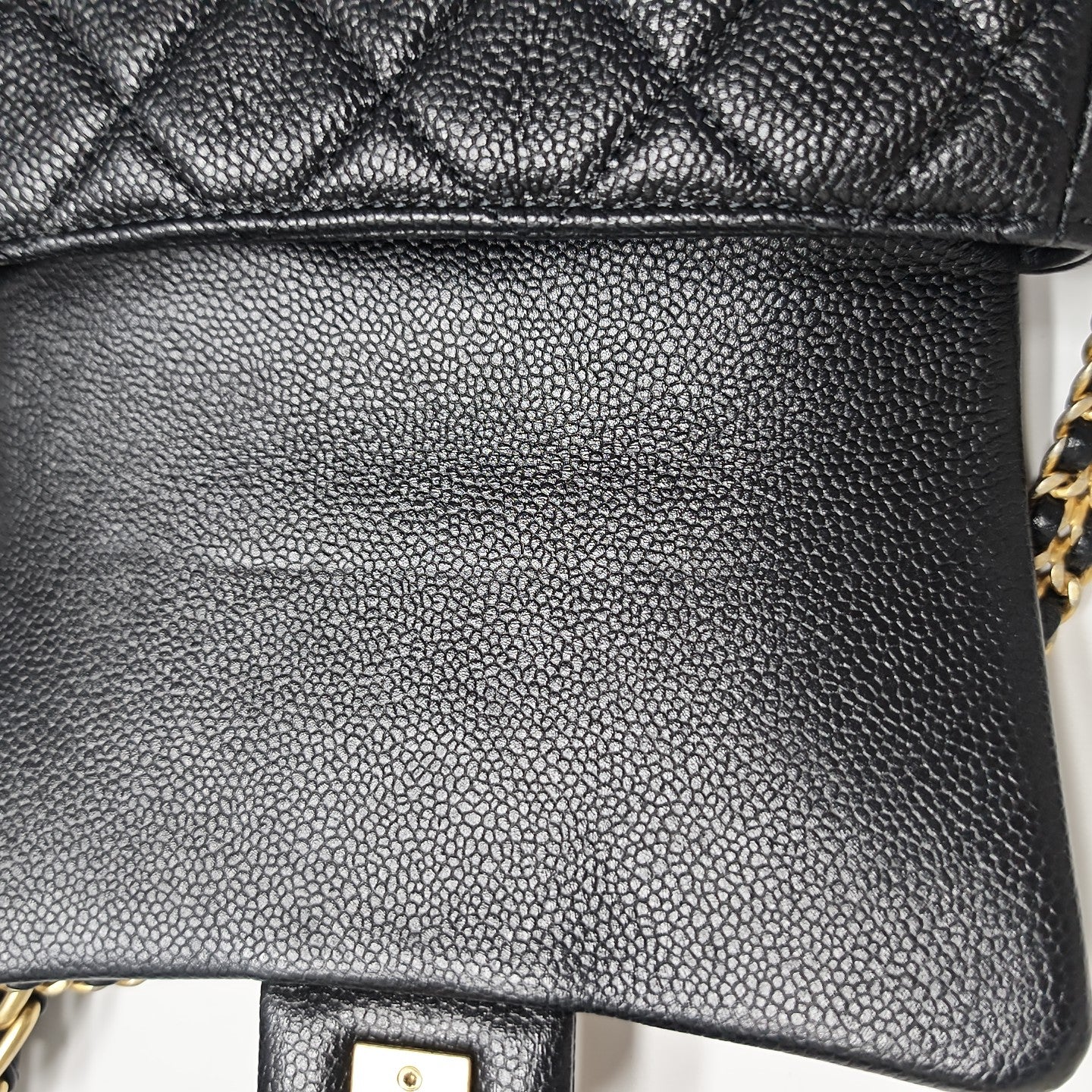 Quilted Grained Calfskin Shoulder Bag Black