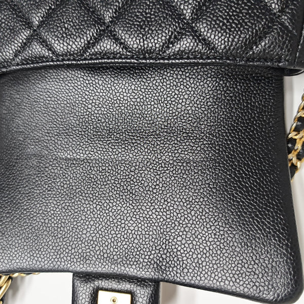 Quilted Grained Calfskin Shoulder Bag Black
