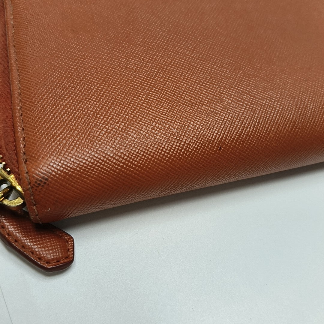 Zippy Wallet Saffiano Calfskin Orange Wallet