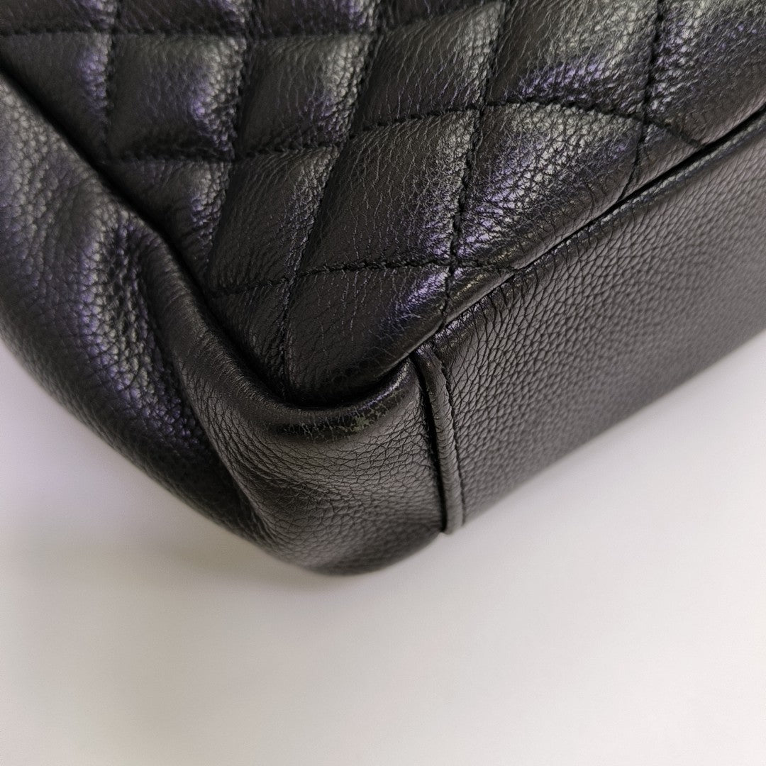 Chevron Lambskin Shoulder Bag Black