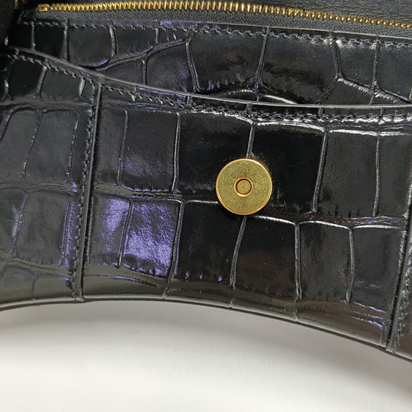 Hourglass Wallet On Chain Small Calfskin Black