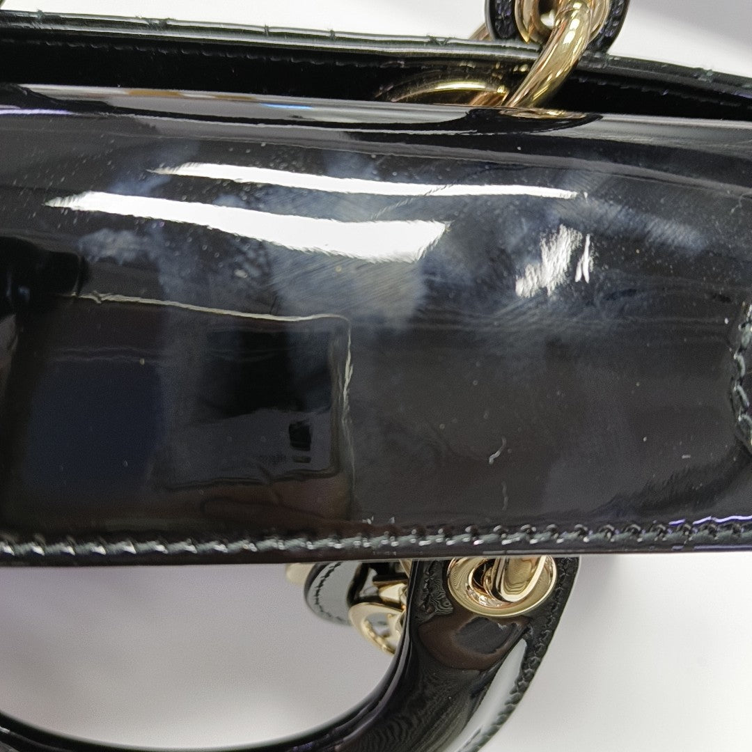Lady Dior Small Cannage Patent Leather Black