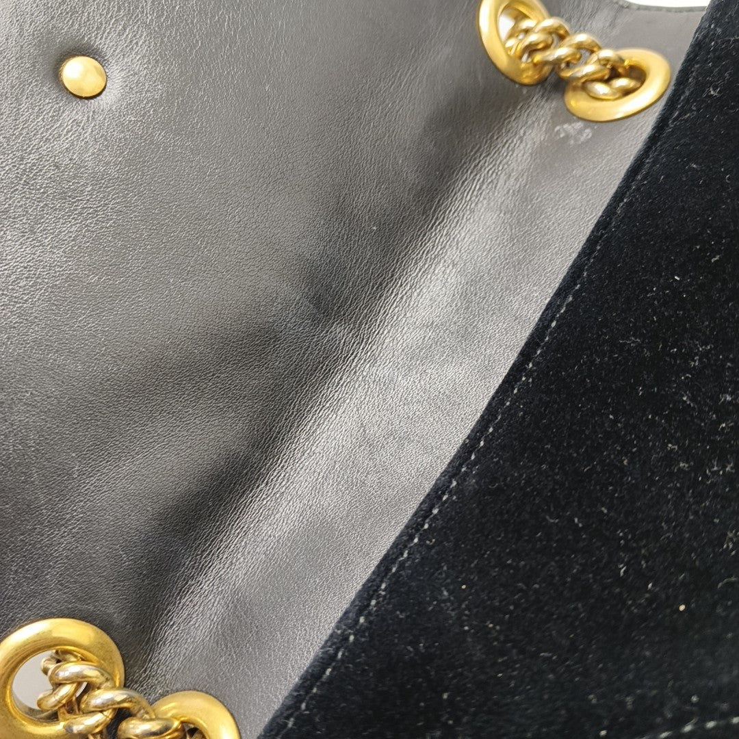 GG Marmont Medium Quilted Velvet Black