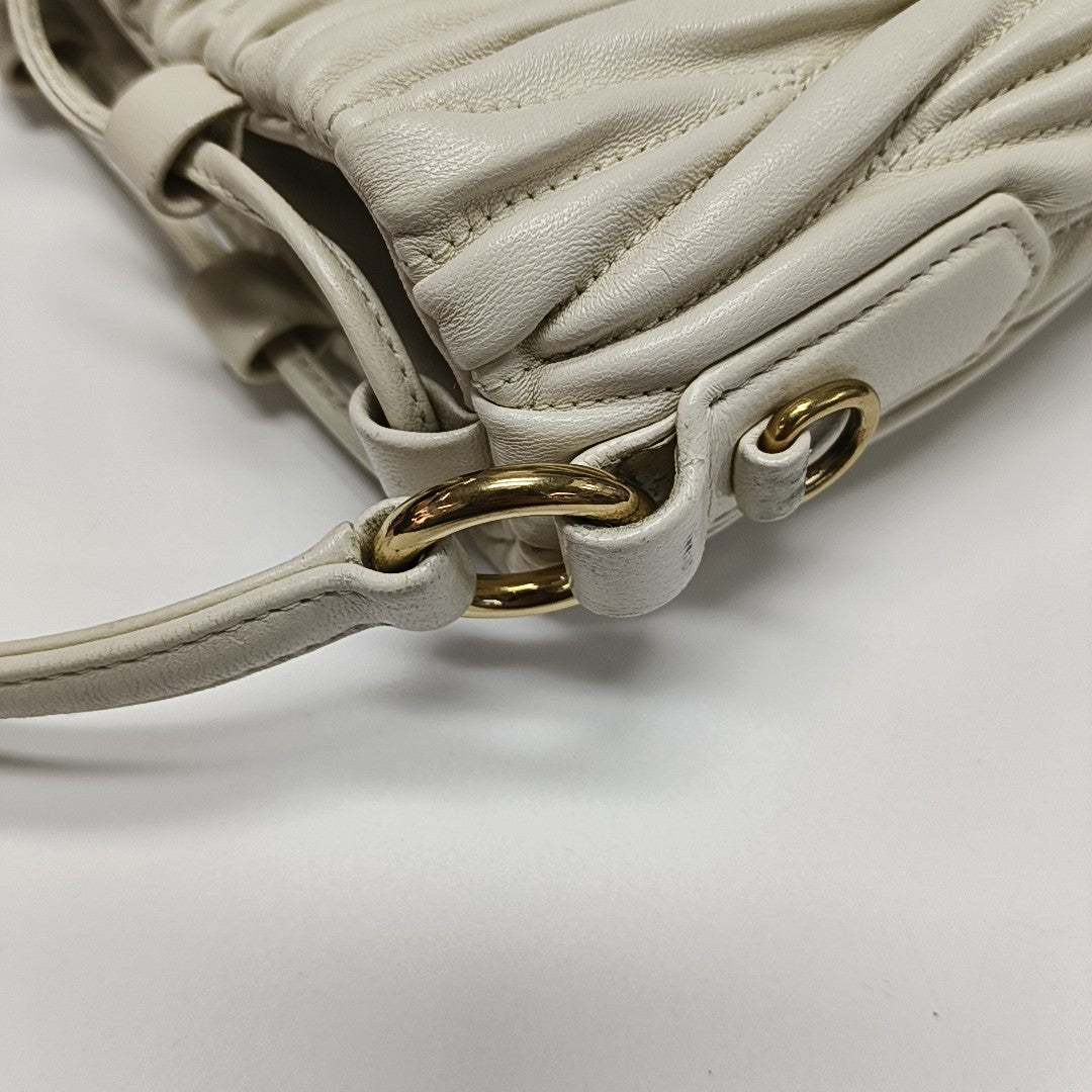 Quilted Lambskin Bucket Bag White