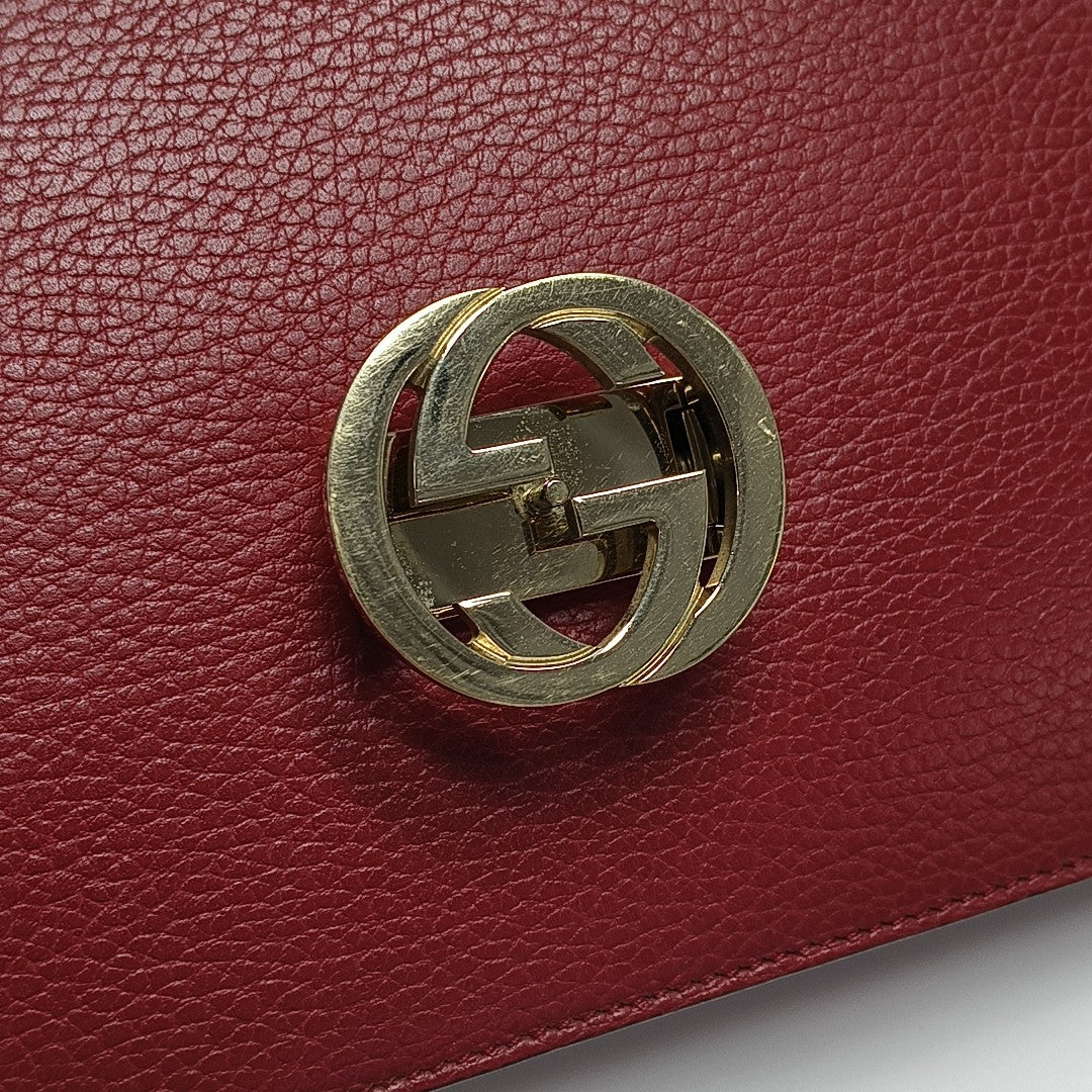 Interlocking G Large Calfskin Red