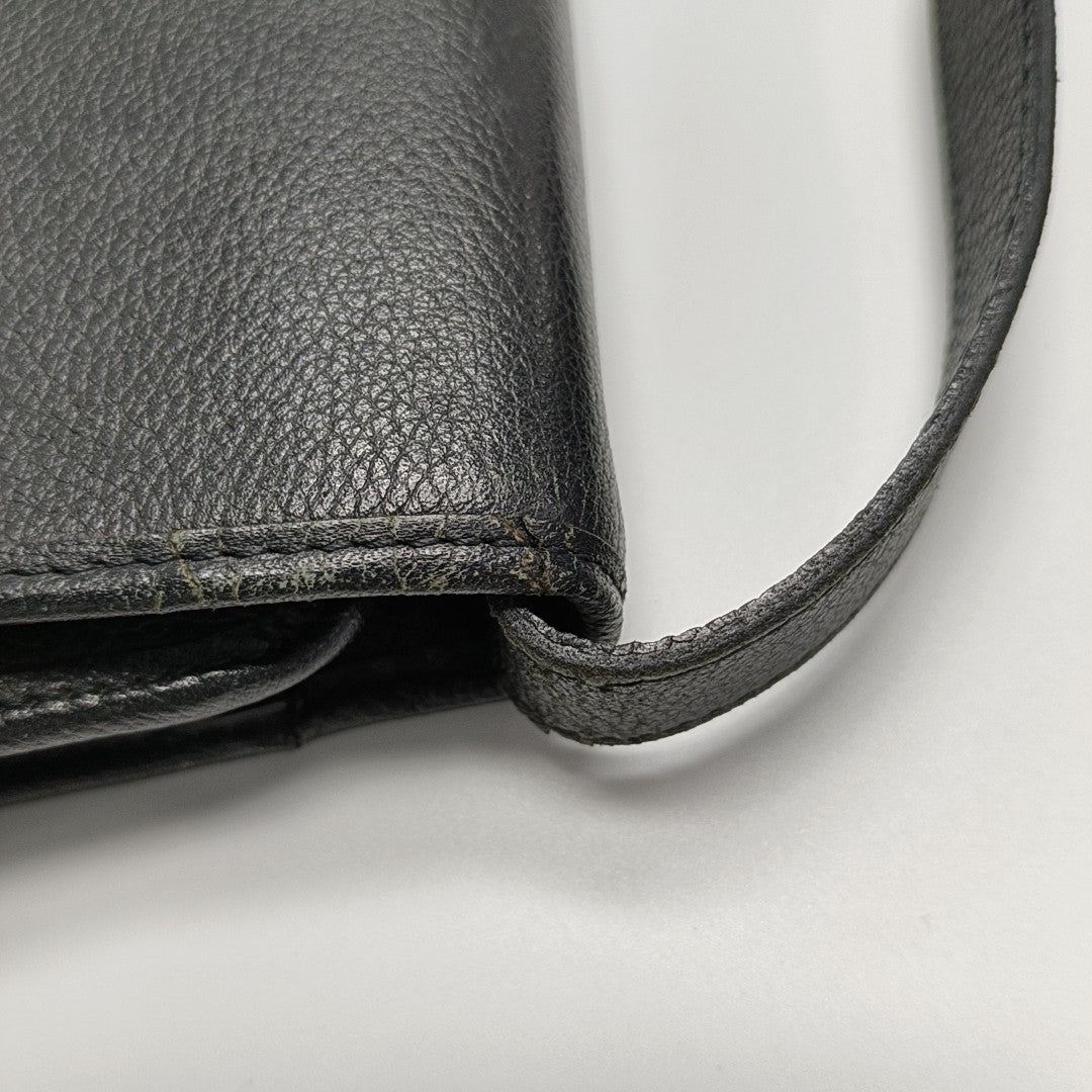 Leather Top Handle Bag Black