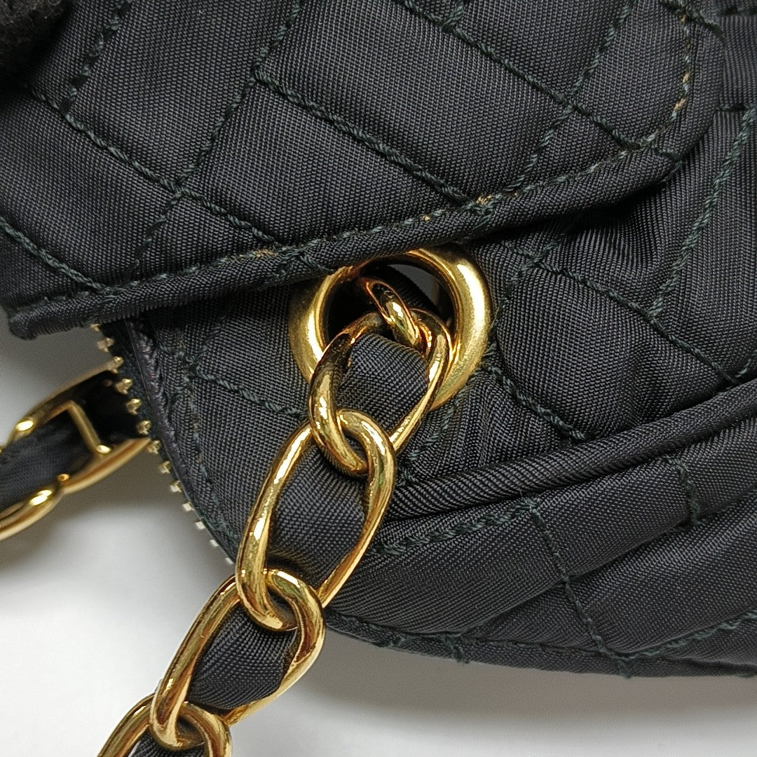 Quilted Nylon Shoulder Bag Black