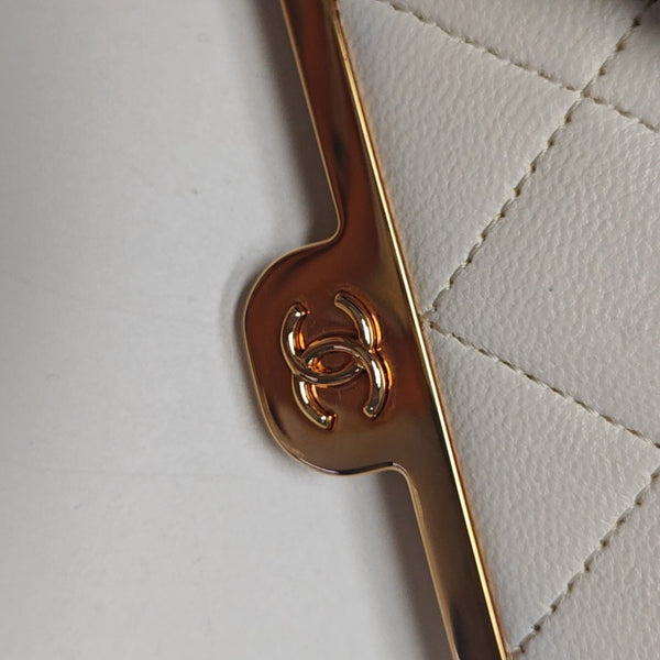 Quilted Lambskin Shoulder Bag White