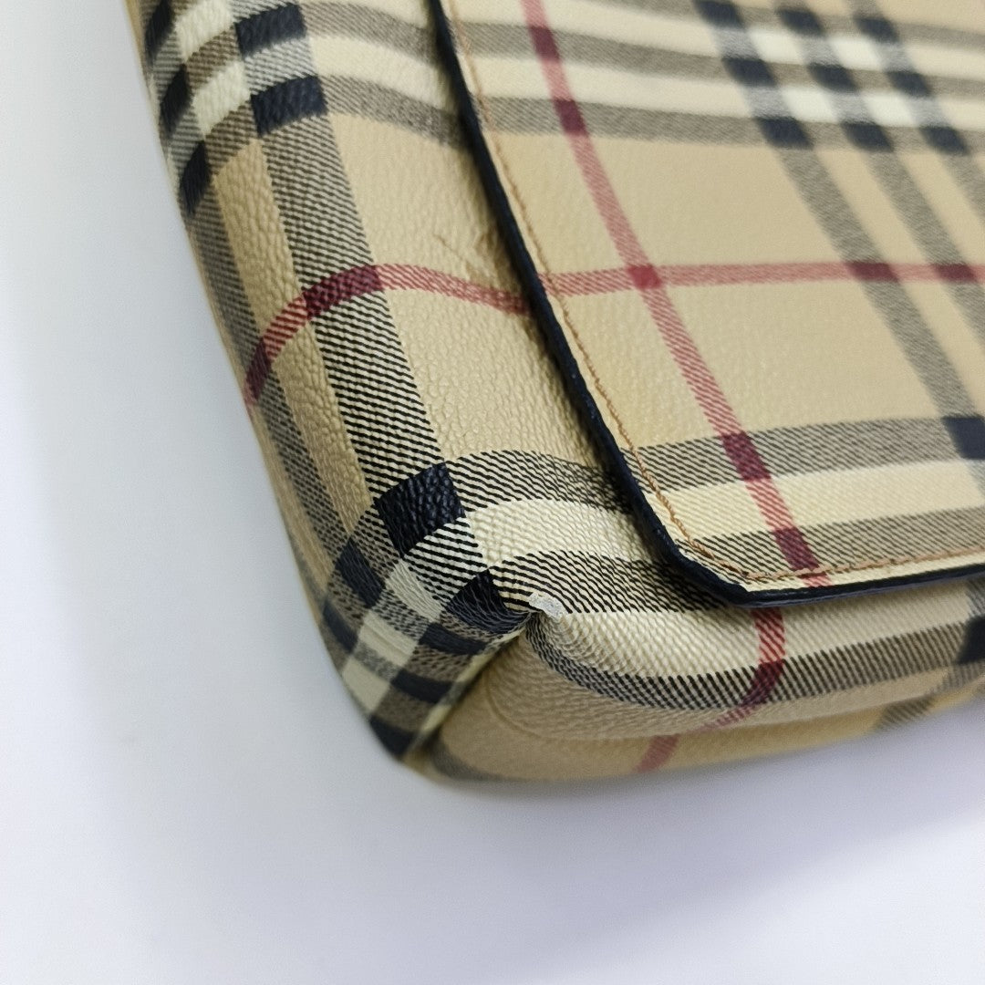Coated Canvas Top Handle Bag Beige