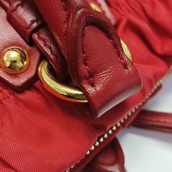 Quilted Nylon Tote Bag Red