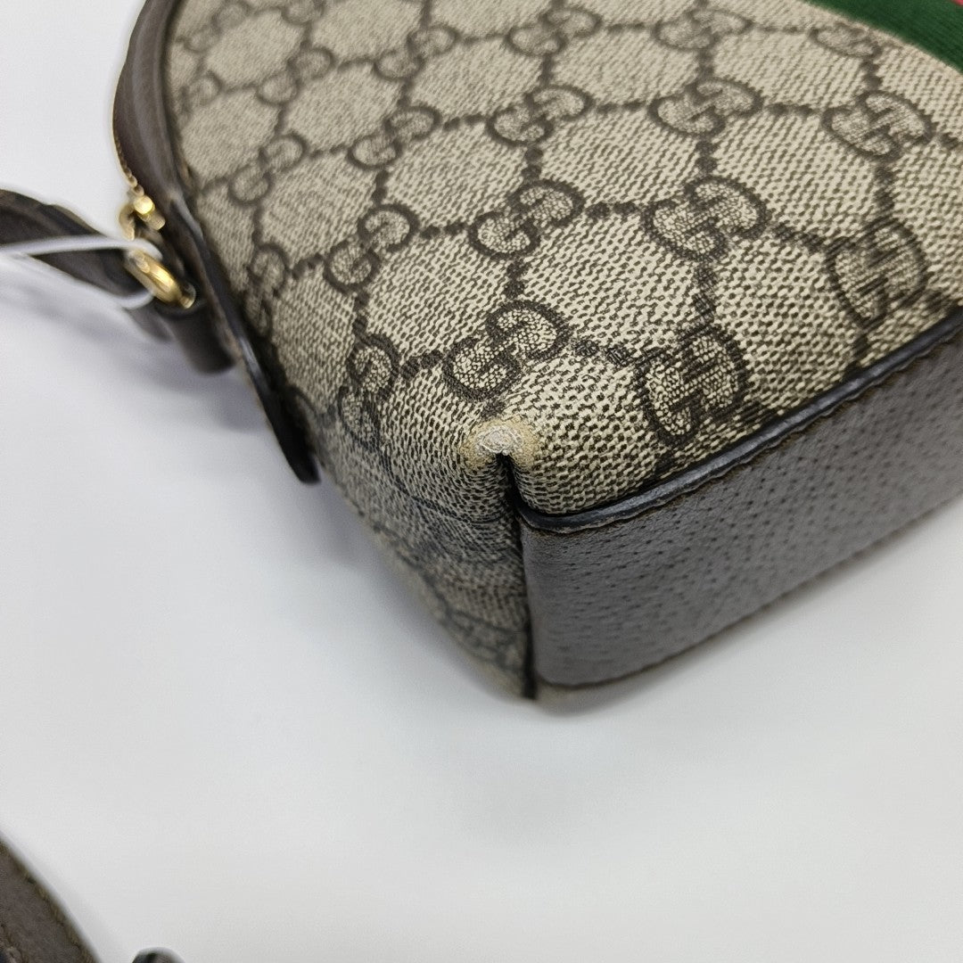Ophidia Small Monogram Coated Canvas Beige