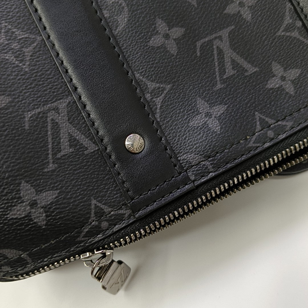 KEEPALL Monogram Coated Canvas Black