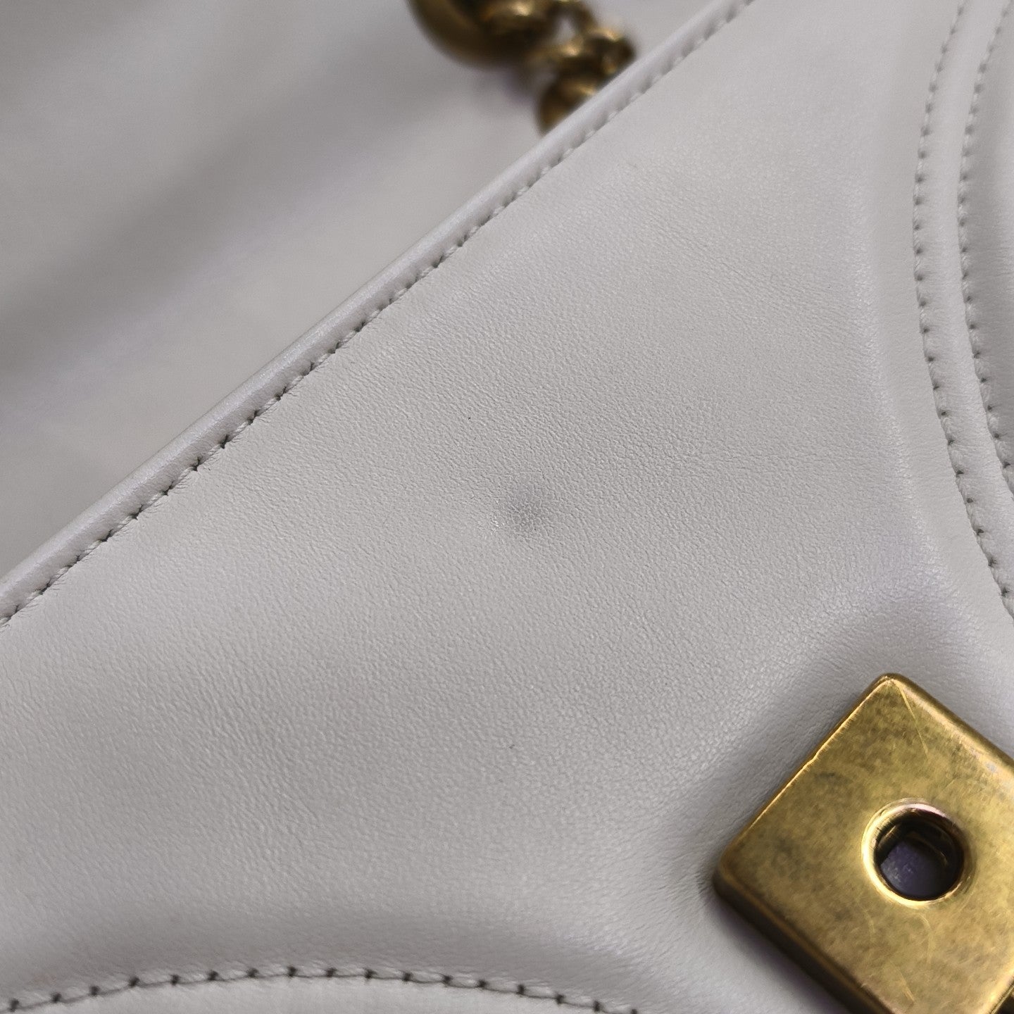 GG Marmont Small Quilted Calfskin White