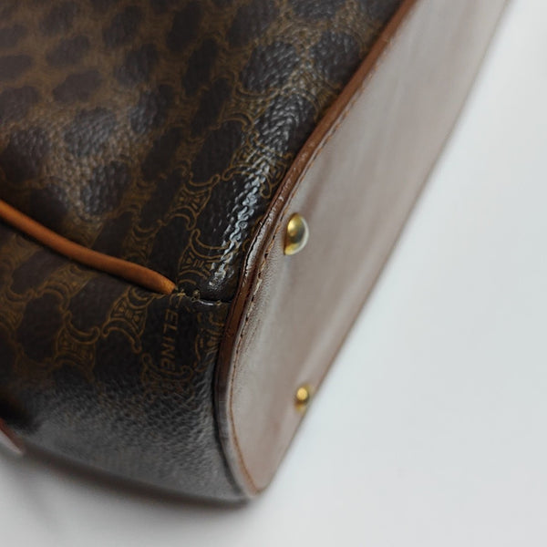 Coated Canvas Top Handle Bag Brown