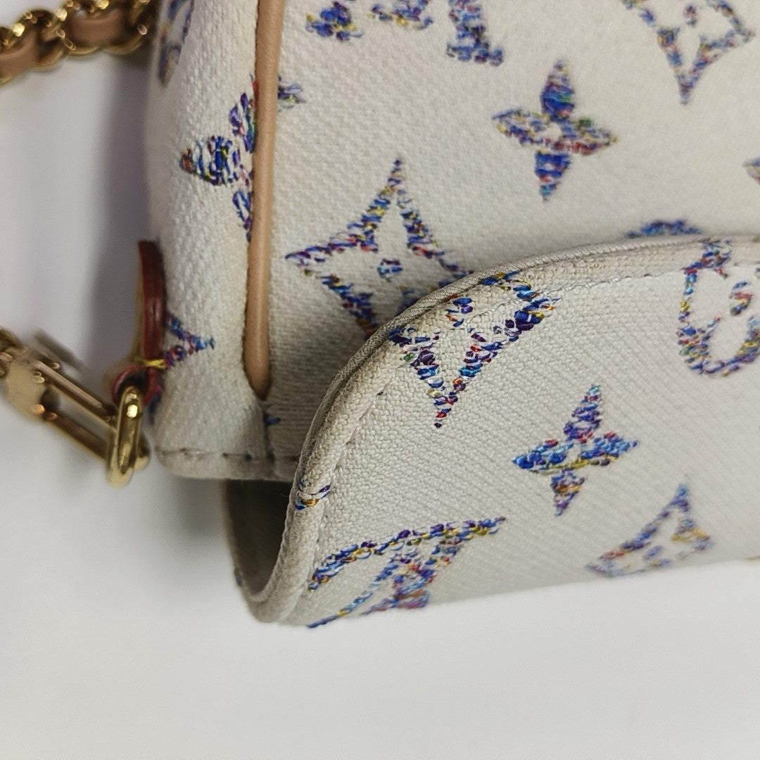 IVY Monogram Coated Canvas White