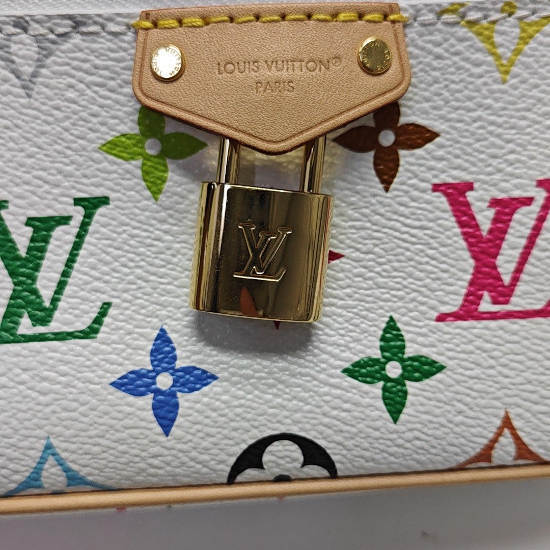 LV × TM Vanity Chain Pouch Monogram Coated Canvas White