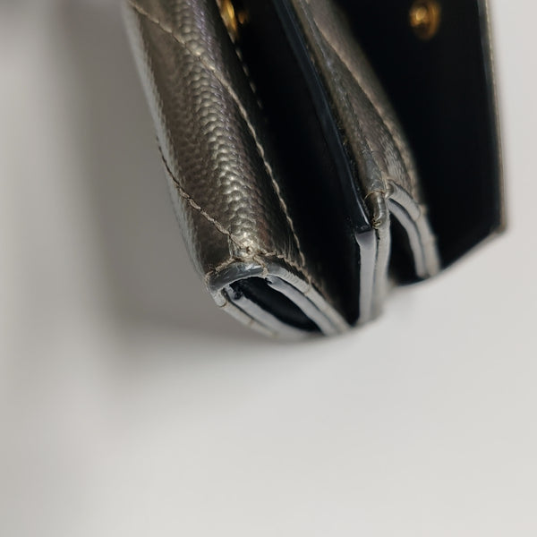 Chevron Calfskin Wallet Gray