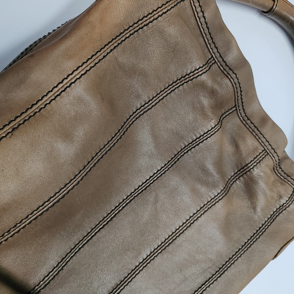 Lambskin Top Handle Bag Brown