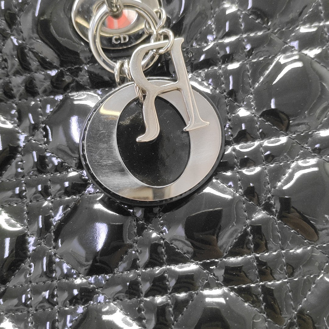 Lady Dior Large Cannage Patent Leather Black