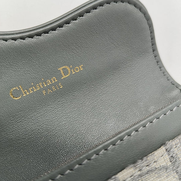 Saddle Mini Oblique Fabric Gray Card Holder