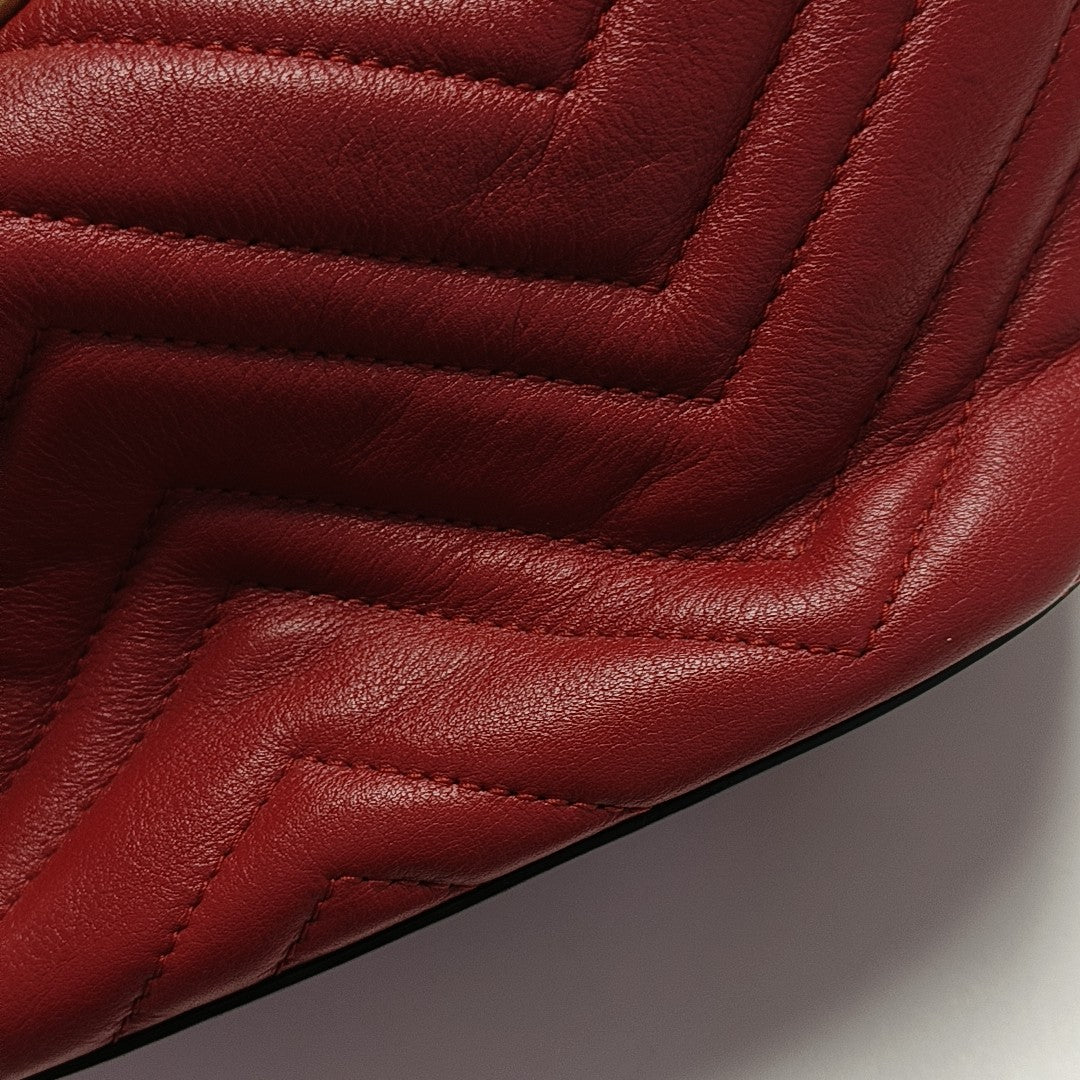 GG Marmont Small Quilted Calfskin Red